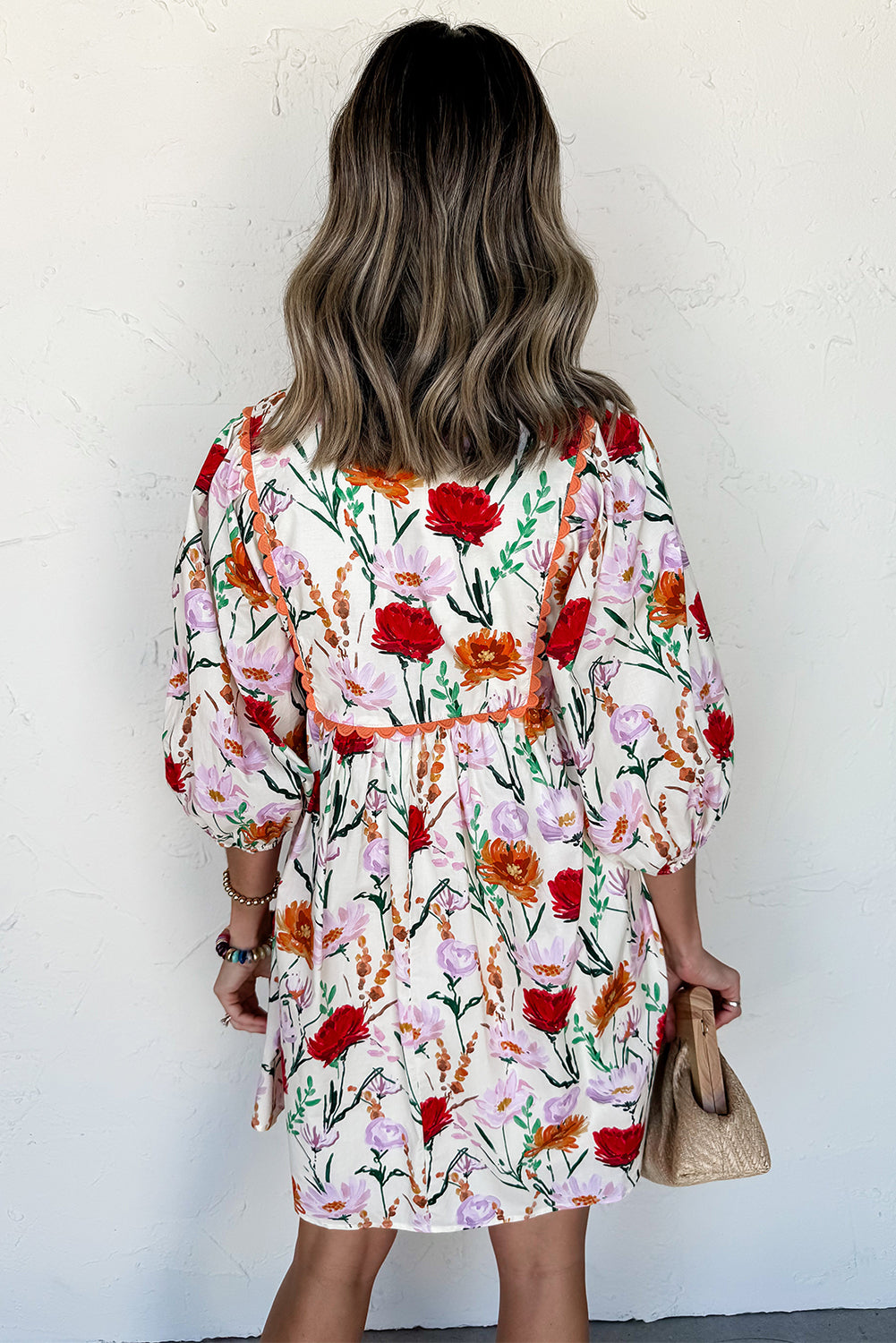 Floral Puff Sleeve Mini Dress