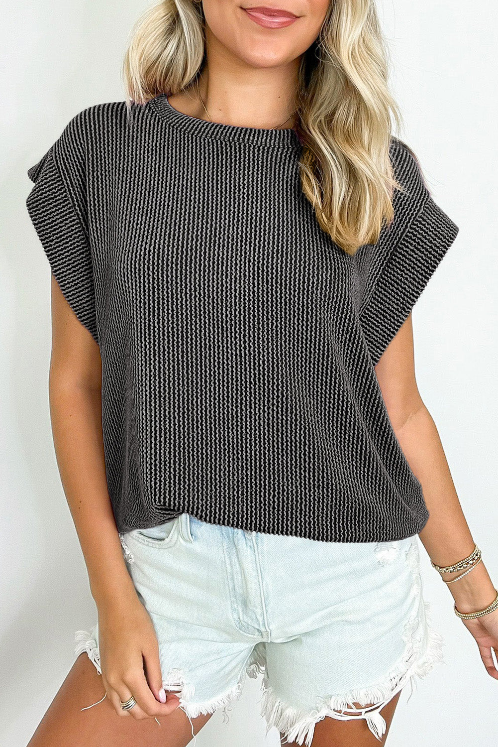 Wide Sleeve Crew Neck Top