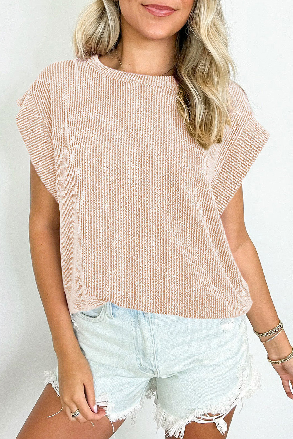 Wide Sleeve Crew Neck Top