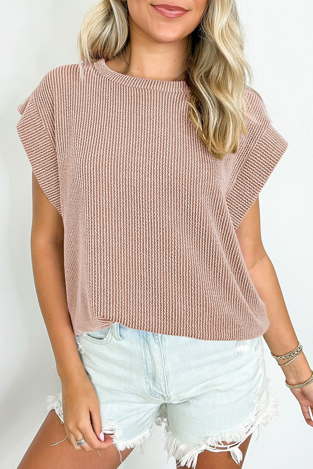 Wide Sleeve Crew Neck Top