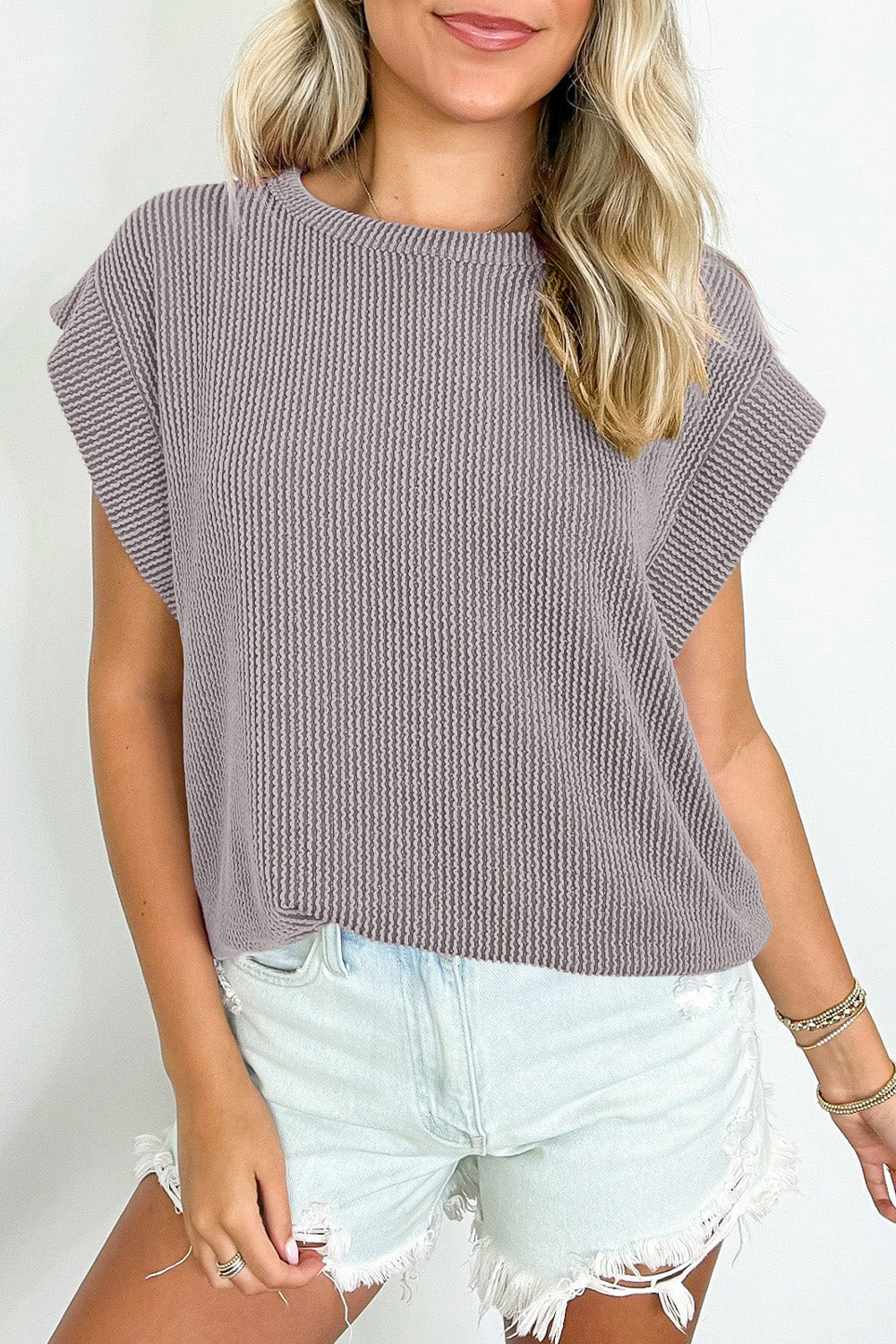 Wide Sleeve Crew Neck Top