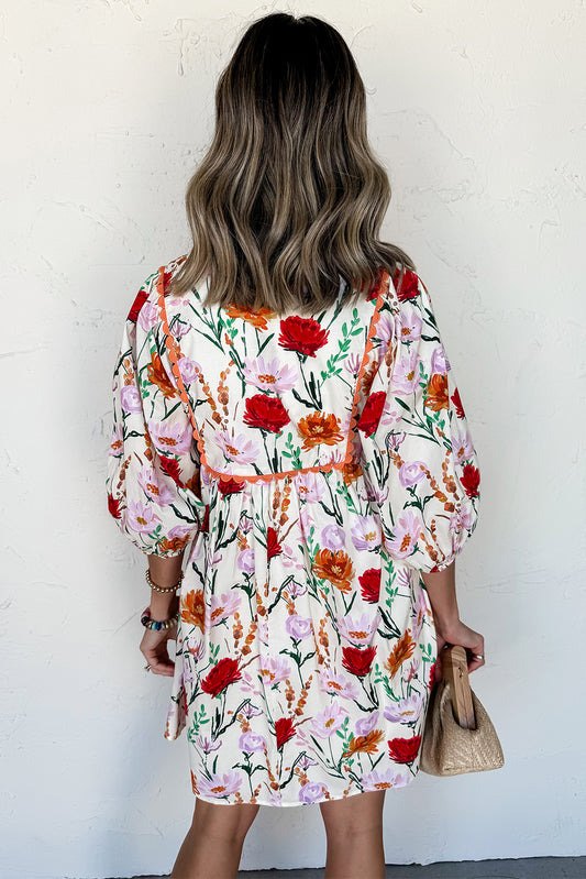 Floral Puff Sleeve Mini Dress
