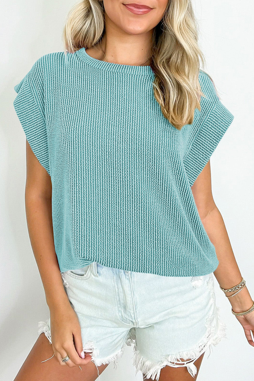 Wide Sleeve Crew Neck Top