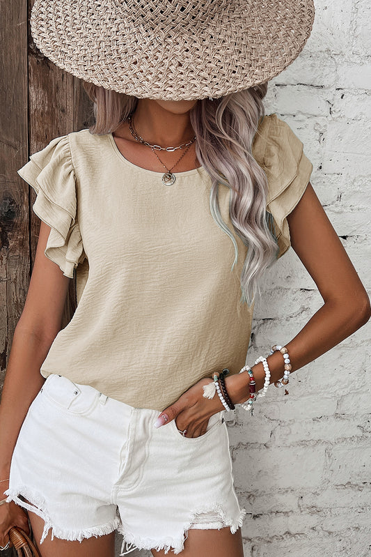 Ruffled Sleeve Casual Blouse
