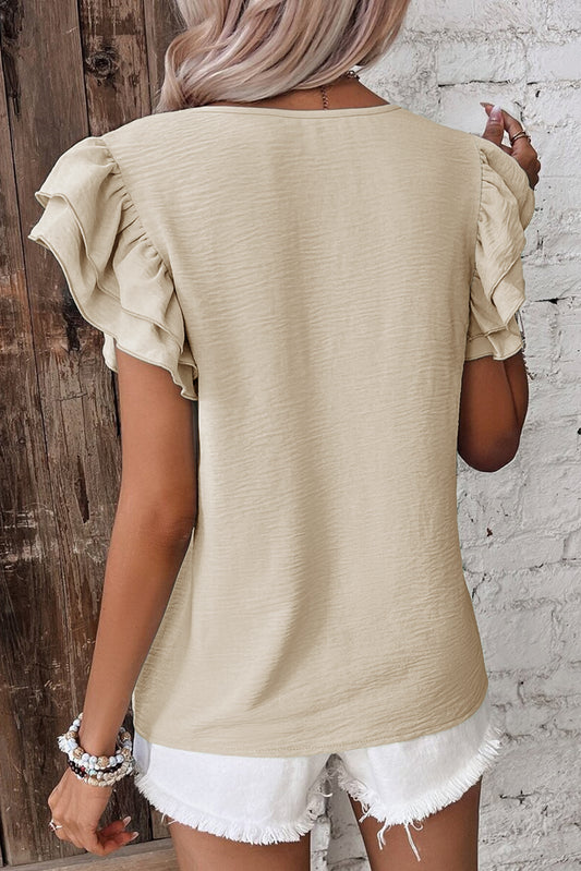 Ruffled Sleeve Casual Blouse