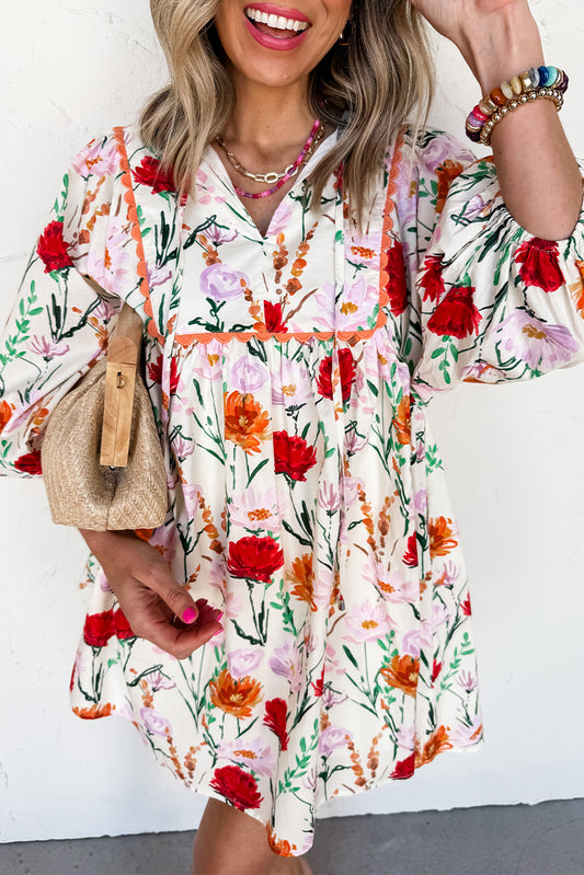 Floral Puff Sleeve Mini Dress